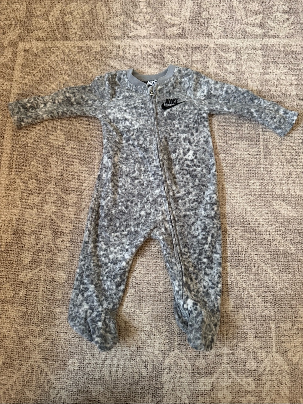 Nike Gray Marbled Fleece Footed One-Piece
